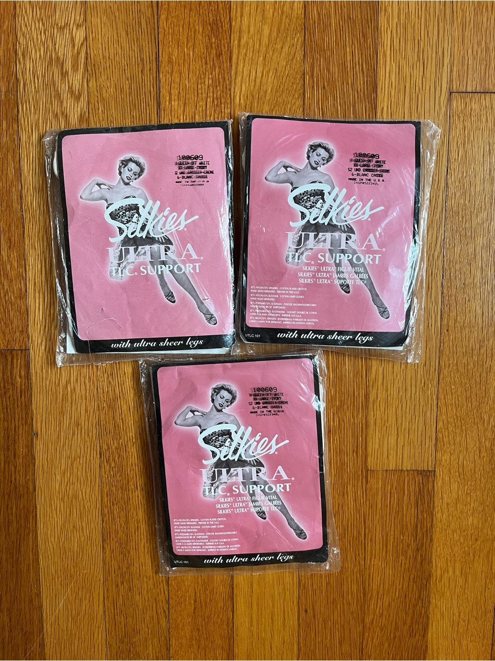 3 New Vintage Silkies Ultra TLC Nylons XX Large Ivory Read